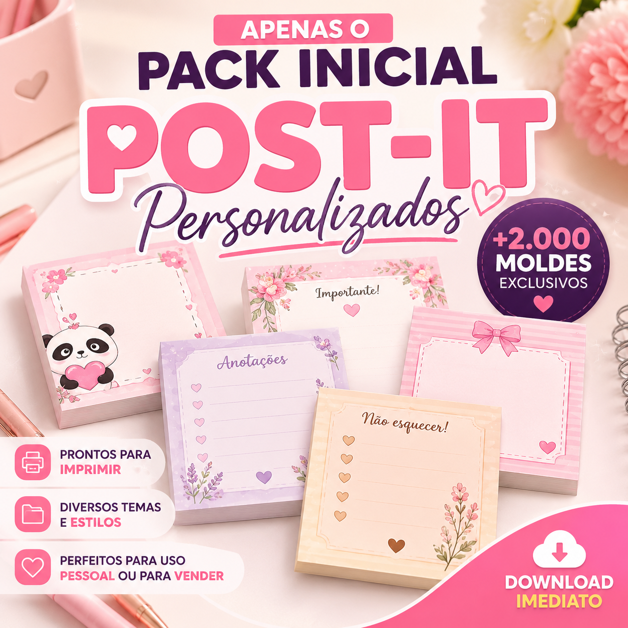Pack Inicial — 300 Moldes de Post-it